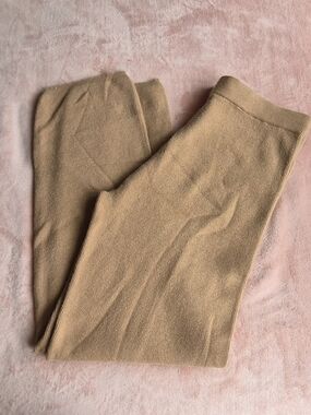Ribbed Wide-Leg Knit Pants in Camel